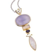 Silver Pendant With Blue Chalcedony, Gems-Michou-One of a Kind Jewelry
