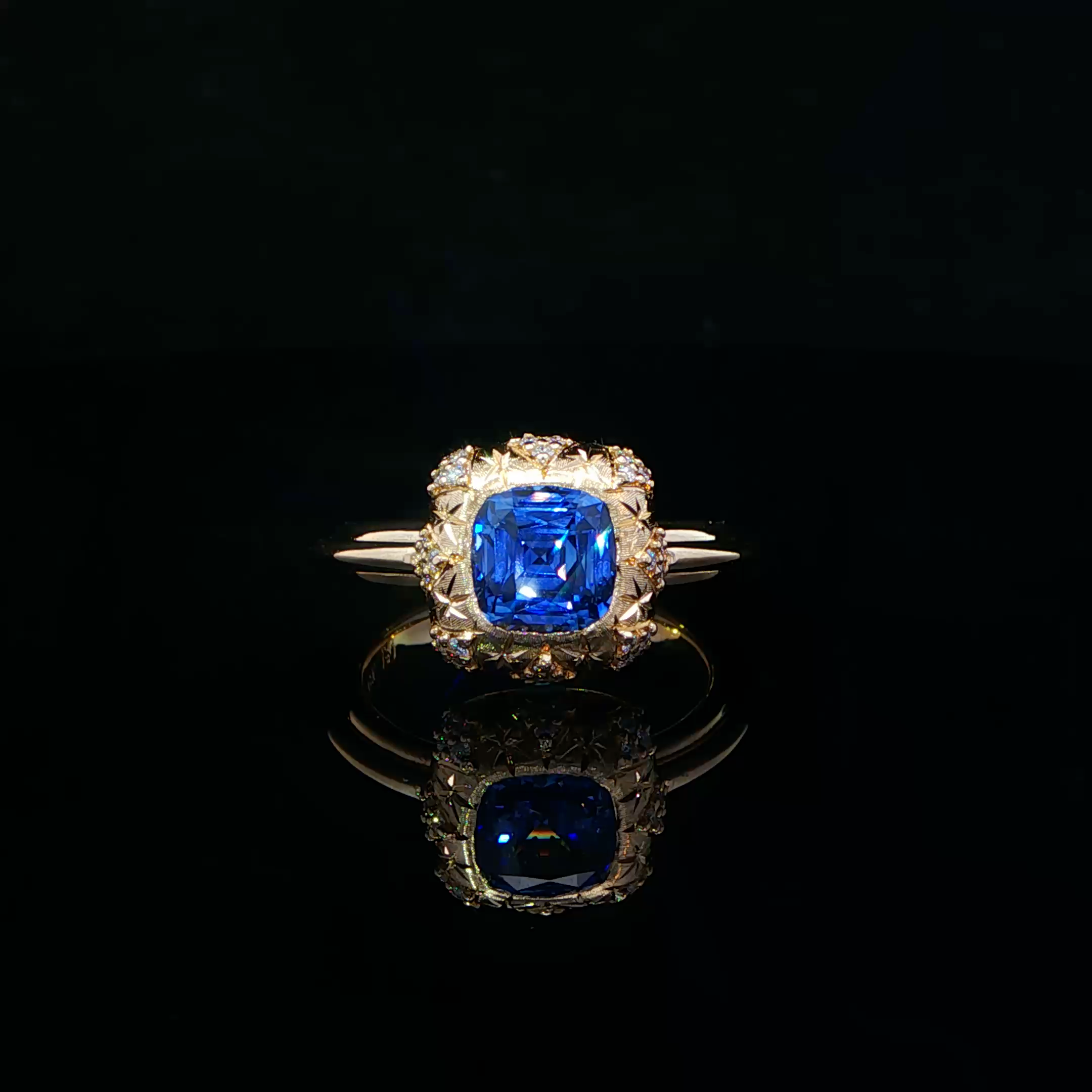 2.21 CARAT BLUE SAPPHIRE AND DIAMOND RING