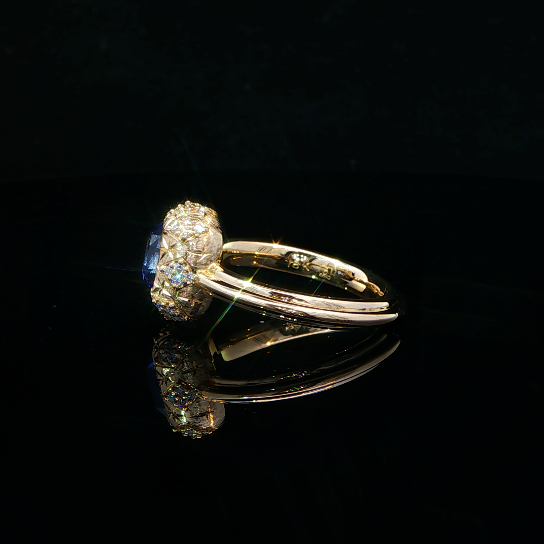 2.21 CARAT BLUE SAPPHIRE AND DIAMOND RING